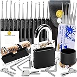 Solid Brass Padlock Lock Set with Keys Shed Padlocks with Outdoor Pick Keyed Gate Sets,Locks Picking Kit Keys for Shed, School Gym Locker, Fence, Toolbox, Hasp Storage