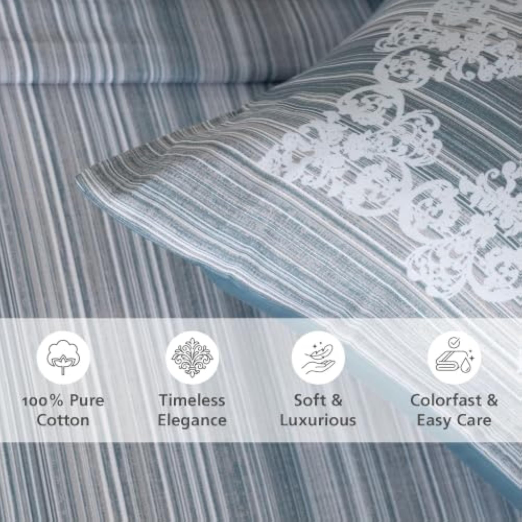100% Cotton King Size Bedsheet with 2 Pillow Covers