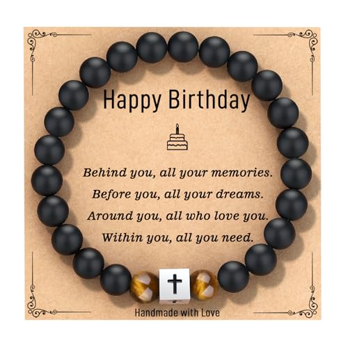 Cross Bracelet for Men - Cool 10th 13th 16th 18th 21st 30th 40th 50th 60th 70th 80th Birthday Gifts for Him, Husband, Dad, Son, Grandson, Brother...