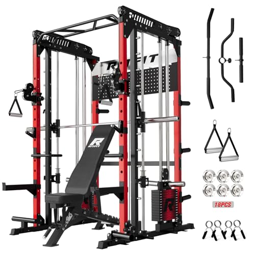 RitFit M1 Pro Smith Machine Package, All-in-One Power Cage with Weight Stack Set, Includes LAT...