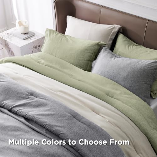 Image of Bedsure Queen Comforter Set - Olive Green Soft Bedding for All Seasons, Cationic Dyed Bed Set, 3 Pieces, 1 Queen Size Comforter (90 inchx90 inch) and 2 Pillow Shams (20 inchx26 inch+2 inch)