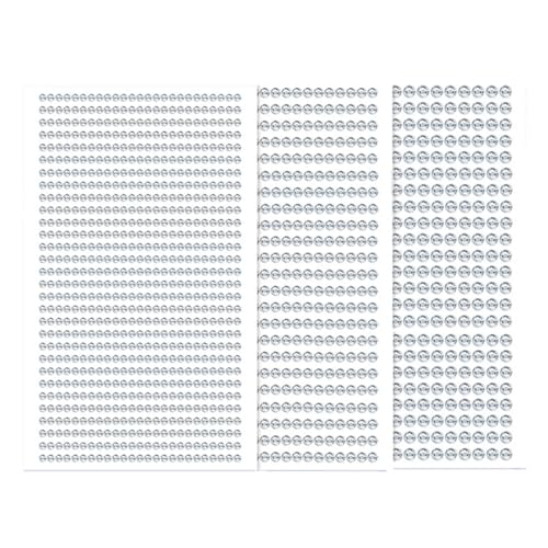 Glitzersteine Selbstklebend, 1532 Stück Strasssteine Selbstklebend, 3/4/5mm Runde Schmucksteine zum Aufkleben mit Pinzette für Handwerke,Fotorahmen,Grußkarten, Silber 3 Blätter (silver)