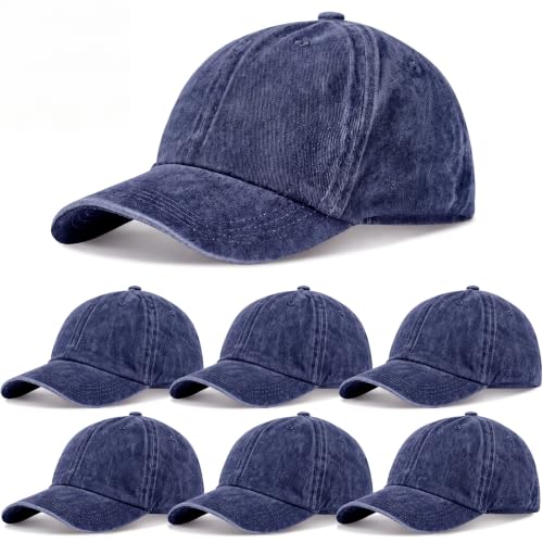 Image of Geyoga 7 Pieces Unisex Vintage Washed Distressed Baseball Hat Baseball Cap for Dad Twill Adjustable Hat