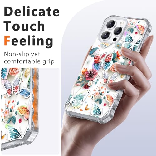 Coque iPhone 16 Pro Max antichoc fine protectrice avec motif papillon bleu