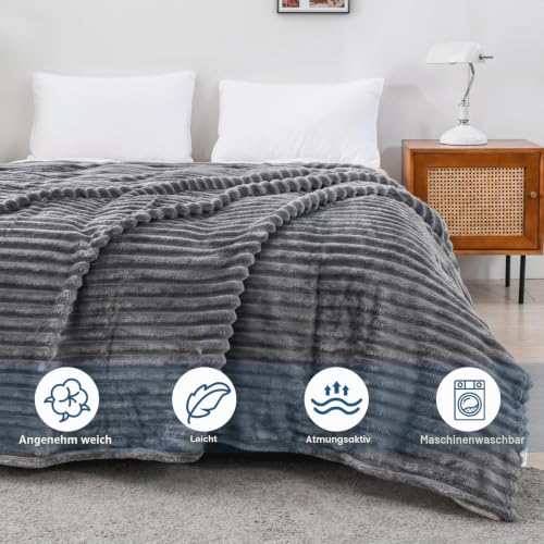Kuscheldecke Flauschig Decke, Flanell Decke 200x150 cm, Flanell Decke Couchdecke Weiche Warme Sofadecke, Plush Bed Blanket, Cozy Throw, Weich Warm Wohndecke für Sofa Bett Schlafzimmer Büro – Bild 5