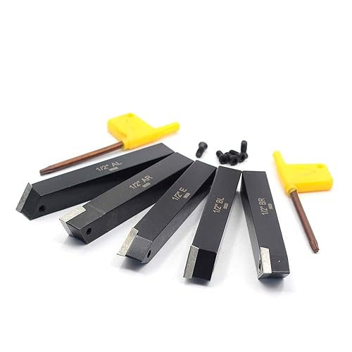 Miniatura 8 de OSCARBIDE 1/2 "Mini torno de carburo indexable portaherramientas de torneado 5 piezas/juego, herramientas de corte de torno de metal con insertos de