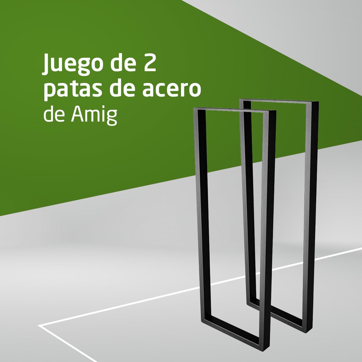 Amig - Juego de 2 Patas para Mesas de Recibidor o Entrada - Set de Patas para Mesa de Estilo Industrial - Material: Acero - 800 x 300 x 40 mm - Resistencia y Durabilidad - Acabado en Negro Mate