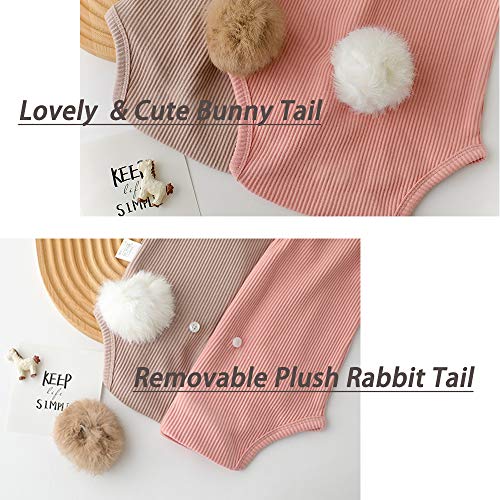 ACEHCEAR Baby Boys Girls Easter Bunny Outfit My First Easter Outfits Infant Newborn Bodysuit Romper with Long Bunny Ear Hat 6-12 Monate Khaki