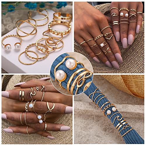 Image of YEEZII Gold Knuckle Ring Set for Women, Boho Stackable Finger Midi Rings