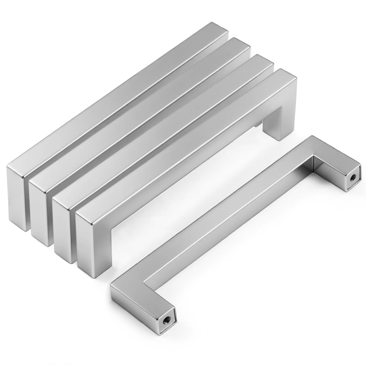 5 unità Maniglie per armadietti in acciaio inossidabile Manopole per porte Sivler Maniglia per mobili con vite per cassetti Mobili per mobili da cucina Decorazioni per la casa, distanza fori 128 mm