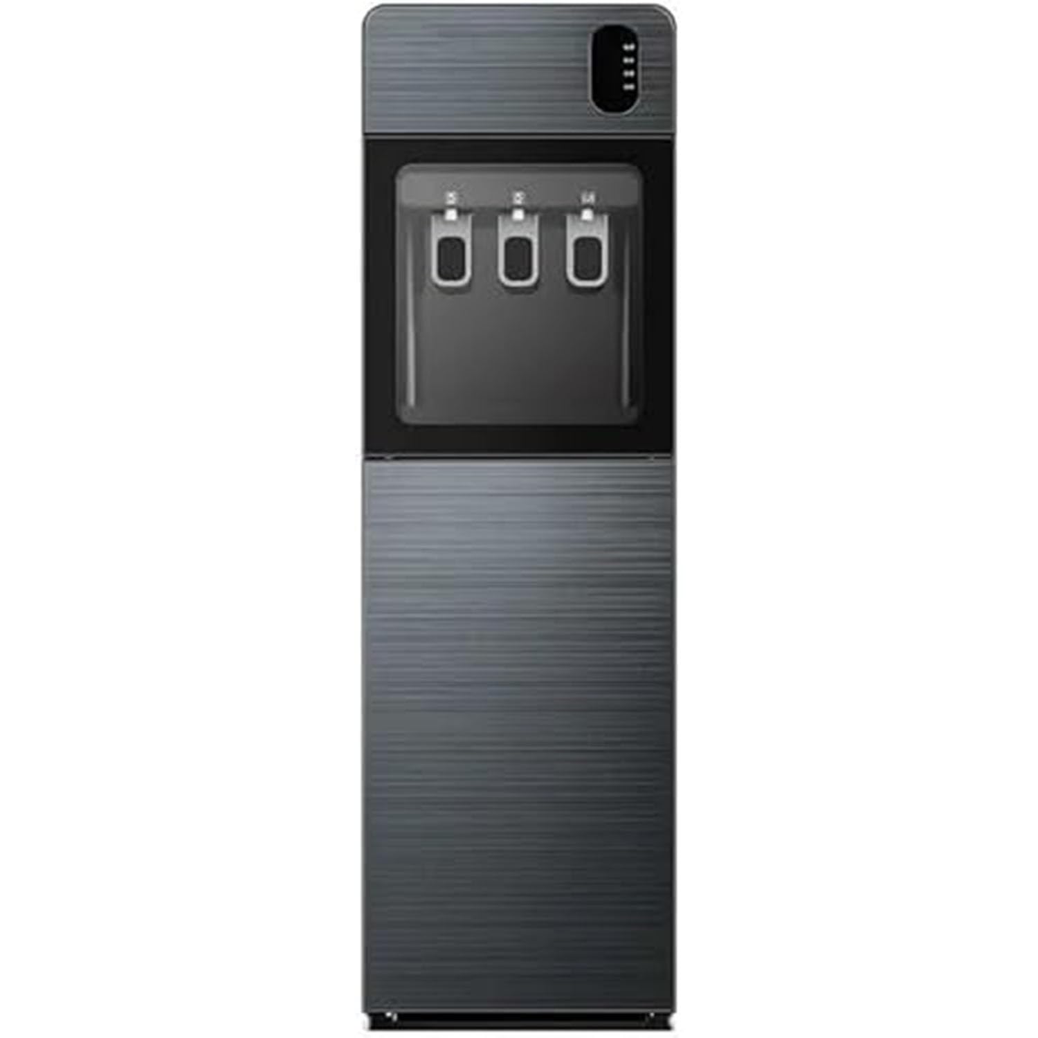 Enfriador de agua vertical de acero inoxidable negro con dispensador triple de 95 cm