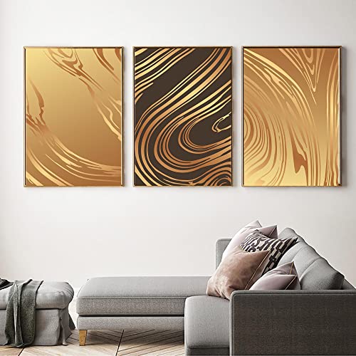 Affiches abstraites dorées de luxe pour salon minimaliste scandinave
