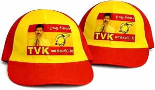 TVK Vijay Printed Party Campaign Cap, Cotton Election Promotion Cap for Men and Women, Lightweight Thin Cloth Price In India