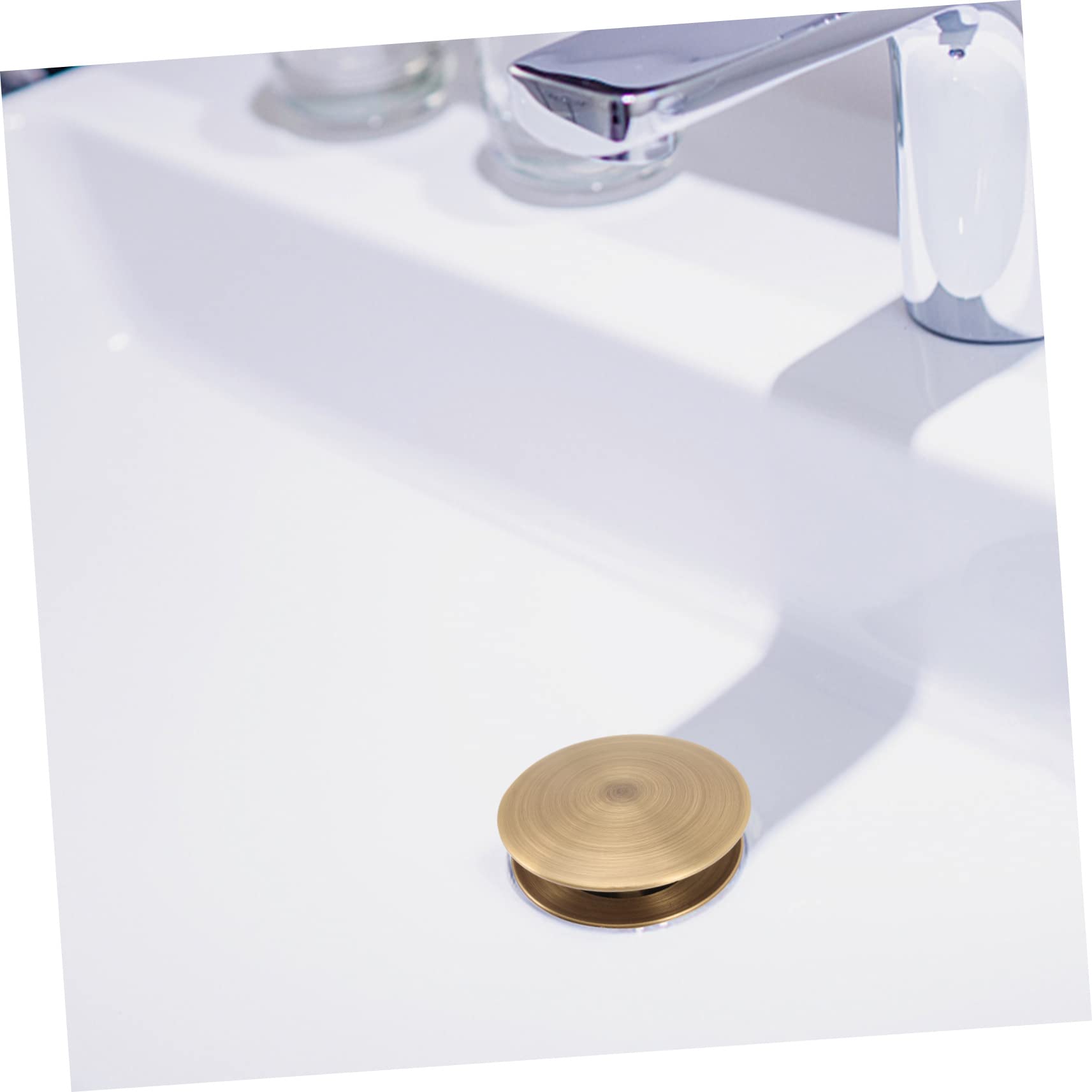 Tappo Scarico Lavabo Bagno Pop-up in Ottone Antico Filtro Scarico Lavandino Anti-intasamento, Tappo a Pressione per Lavello Foro Troppo Pieno, Accessorio Pratico per Bagno