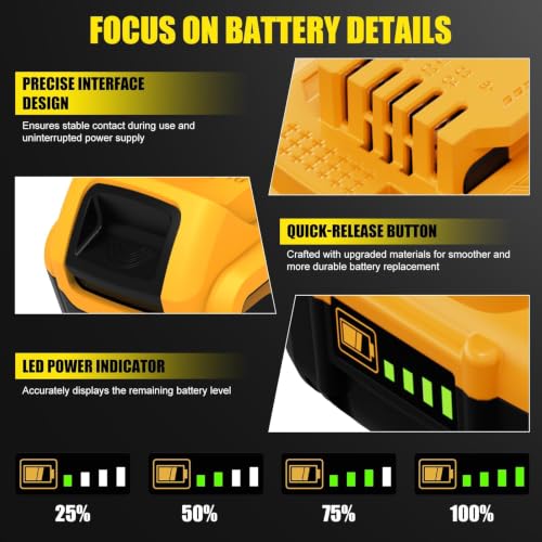 Image of 2 Packs 12000mAh High Capacity DCB206 Replacement for Dewalt 20V Max Battery Compatible with Dewalt 20V Battery DCB200 DCB201 DCB203 DCB207 DCD /DCF /DCG Series Power Tools