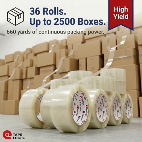 Image of Tape Logic Packing Tape (36-Rolls), 2 inch x 55 yd - Heavy Duty Packaging Tape Refill for Shipping, Moving, Order Fulfillment, Acrylic 2.6 Mil