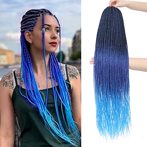 NAYOO Crochet Hair Senegalese Twist 18 Inch 8 Packs Ombre Braids Crochet Hair, 35 Strands/Pack Crochet Twist Hot Water Setting, Pre-Lopped Small Crochet Hair for Black Women(18 Inch, 1B/Purple/Blue)