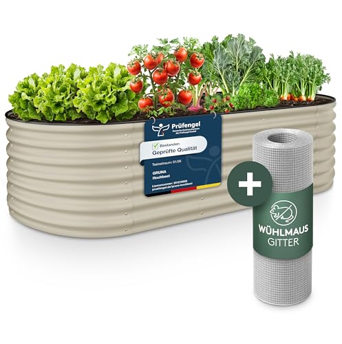 GRUNA - Lit surélevé en métal 200x60x42 cm I 6 en 1 Kit modulaire de lit surélevé I 100% Inoxydable I Indéformable grâce à l'entretoisement I Lit...