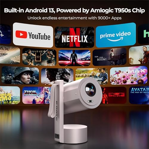 Image of E GATE Atom 4X | Android 13 Fully Automatic Projector | 1080p Native, 4K HDR-HLG | 400 ISO | Auto (Focus+Keystone) | Max Size 300 inch (762cm) | USB-HDMI (ARC+eARC+CEC) | 1GB-8GB, WiFi6 & BT EGate