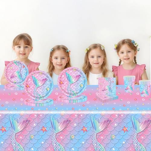 Servilletas sirena para cumpleaños que decoran mesas de princesas 5