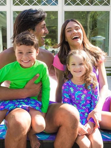 Image of RuffleButts Baby /Toddler Girls Scalloped Long Sleeve Rash Guard 2-Piece UPF50+ Sun Protected Swimsuit