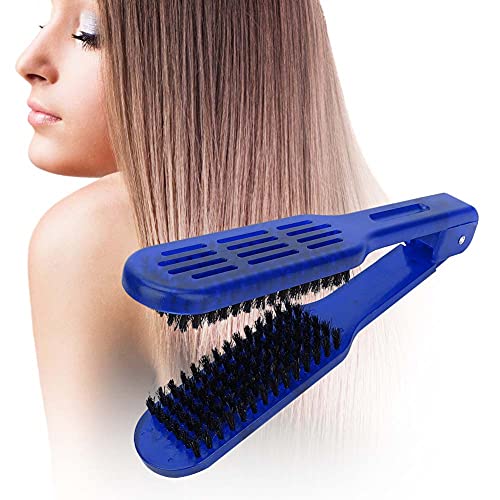 Cepillo alisador de cabello doble azul miniatura 1