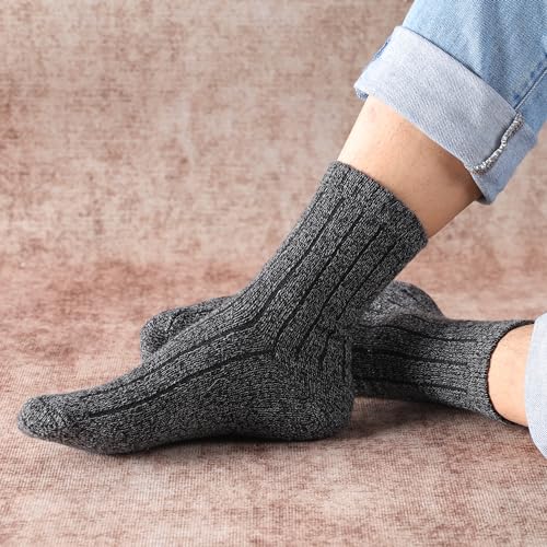 Image of Wool Socks for Women - Womens Wool Socks Winter Sock for men Warm Thick Knit Soft Vintage Casual Crew Sock