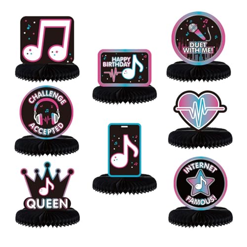 Bubaxuce 8 Piezas Música Fiesta Centro De Mesa   Decoraciones Tema Musical   Notas Melódicas