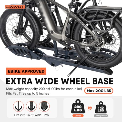 Cravot 10104146 Cyberrack E2 Hitch 2 Ebike Rack With Ramp, 200 Lbs Capacity Electric Bike Carrier Foldable Platform Mount thumb #2