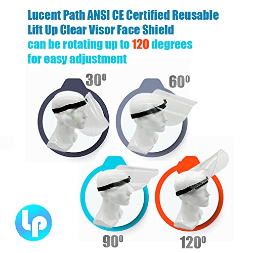 Lucent Path Flip Up Face Shield - Safety Clear Plastic Visor Anti Fog Reusable Adjustable Face Shields #TOP2