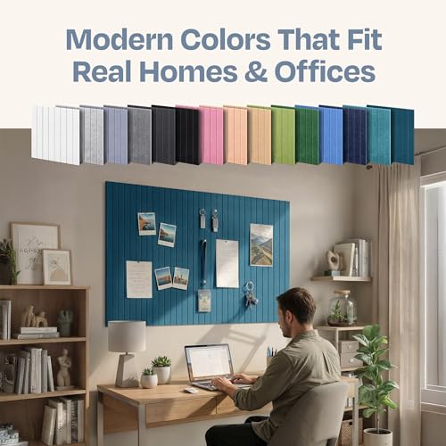 Image of X-Large Cork Board Alternative 12-Pack Felt Bulletin Board Thick and Decorative Pin Board for Home Office Walls 47.24 x 35.43 Inches with 72 Adhesive Tabs - [Ocean Turquoise]