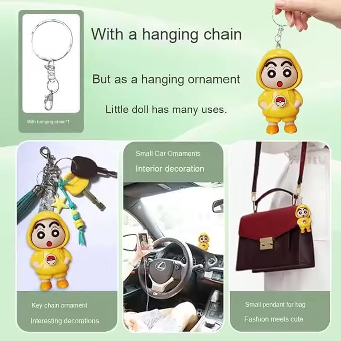 Image of Plastic Shiravani Shinchan Face Changing Keychain 3 Expressions 3D Cartoon ABS Toy Key Holder for Bags Cars Gifts Cute Action Figure Kids Adults, Yellow