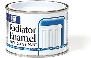 151 Radiator Enamel White Gloss Paint 180ml Tin Heat Resistant Hard Drying High Performance