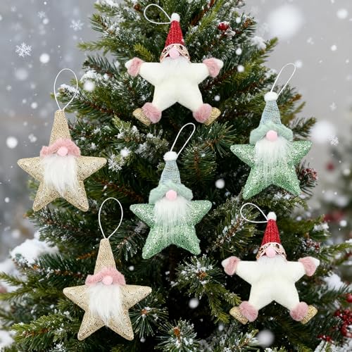 6 Stück Pentagrammform Kleiner Plüsch Wichtel Gnom Weihnachten deko...