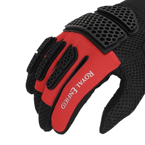 Image of Royal Enfield Street Ace 2.0 Riding Gloves | TPR Knuckle Protection | Air Mesh Ventilation | Microsuede Grip Patch | Palm Reinforcement | Poly Stretch Fabric | Impact & Abrasion Resistant RED M