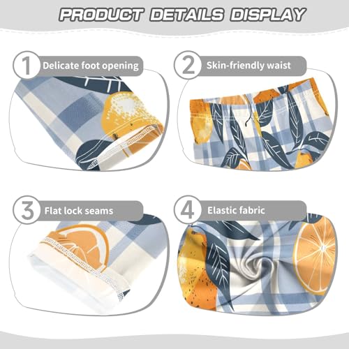 Bolaz Toddler Girls Leggings Printed Yoga Pants Leggings Lemons Blue Grid for Kids3