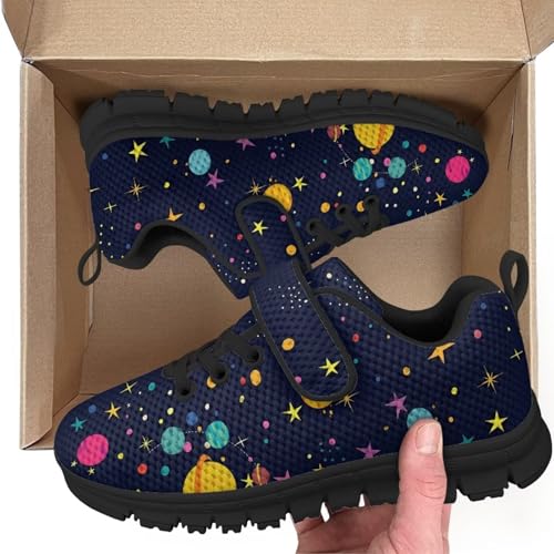 Little Kid Shoes for Boys & Girls Breathable Tennis Running Sneakers for Kids Galaxy Space Planet Pattern2