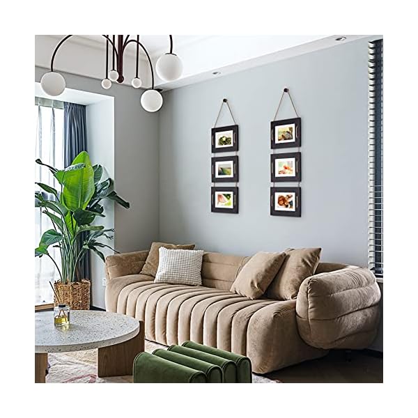 Dlquarts 5×7 hanging picture frames collage wall decor 3 opening photo frames set 35×5 with mat or 5×7 without mat rustic solid wood photo frame pack of 2 weathered black  urban country home decor
