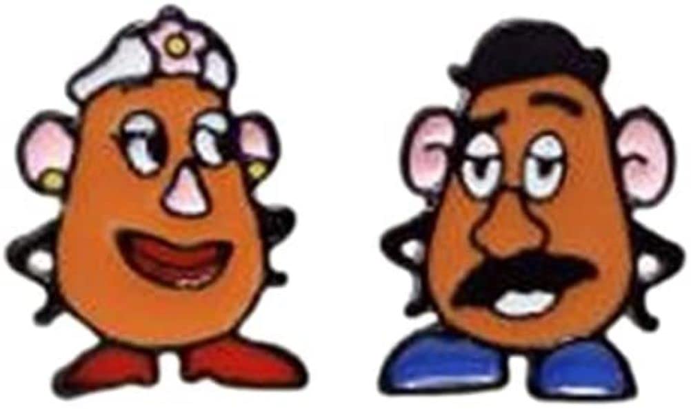 Classic Movie Mr And Mrs Potato Metal Enamel Stud Earrings