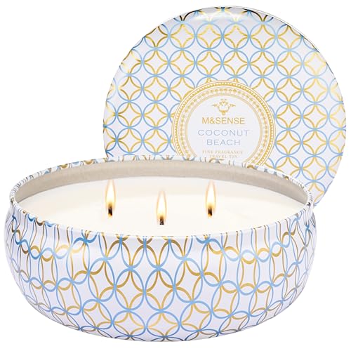 M&SENSE Coconut Beach Scented Candle 12oz Soy Wax
