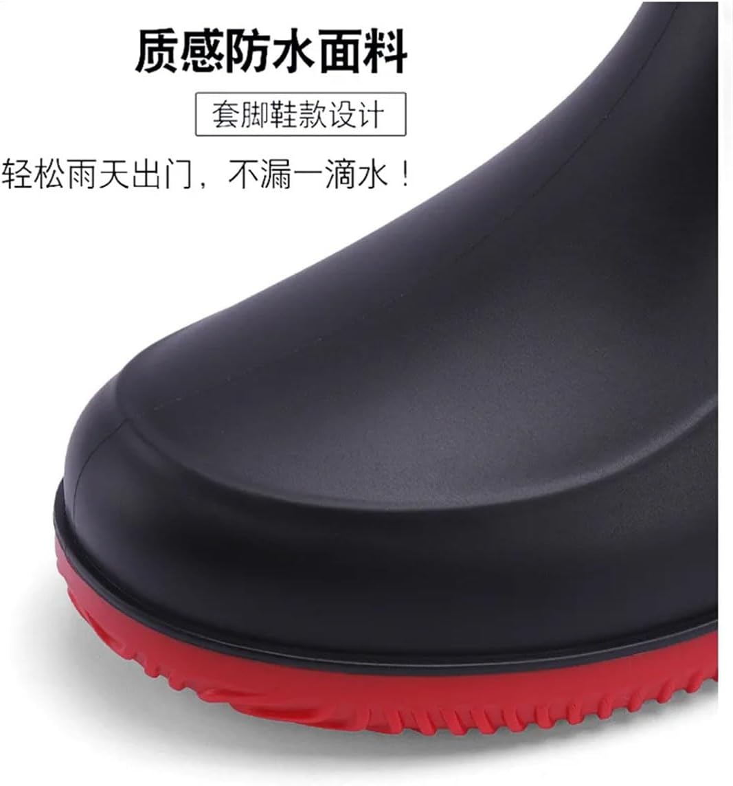 Men Rain Boots Non-Slip Light Hiking Rain Shoes Slip On Waterproof Outdoor Rubber Fishing Shoes Work Water Shoes