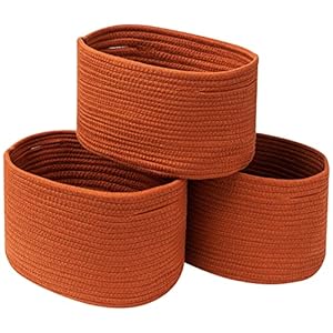 CubesLand Woven Basket for OrganizingShelvesCube Shelf Closet Storage Baskets Bins Set 3Long lasting Skin friendly Toy Storage Basket BinStylish Room Decor Basket Cotton Rope Basket Brick Red