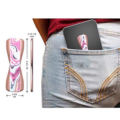 Lovehandle Universal Phone Grip For Most Smartphones, Mini Tablets And Cases, Marble Rose Design Colored Elastic Strap With Mauve Rose Base, Lh-01-Marblerose #TOP3