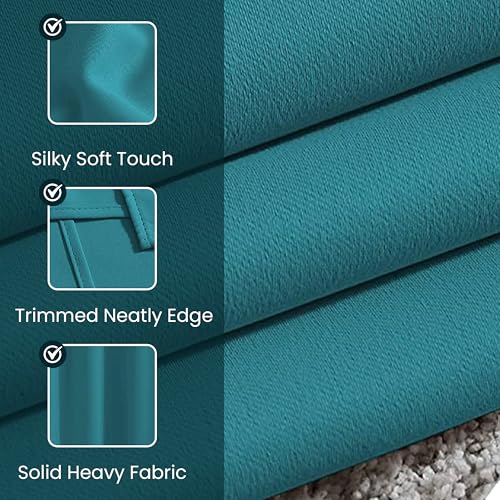 Image of FRESH FROM LOOM 9 ft Non-Ring Curtains | S-Wave Pleat | Premium Door Parda | Light Block Blackout Parde | Door Non-Ring Curtains | S-Wave Pleat (Teal | 9 Feet, 1pc Only)