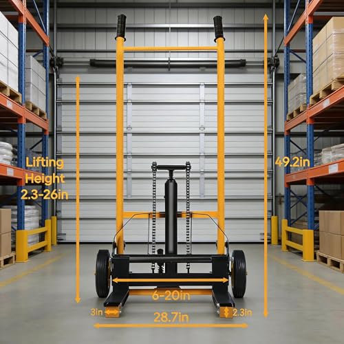 Pallet Stacker idraulico manuale, capacità 200 kg, telaio leggero, sollevamento alto 900 mm, pompa a pedale ergonomica, design compatto per magazzino e movimentazione materiali