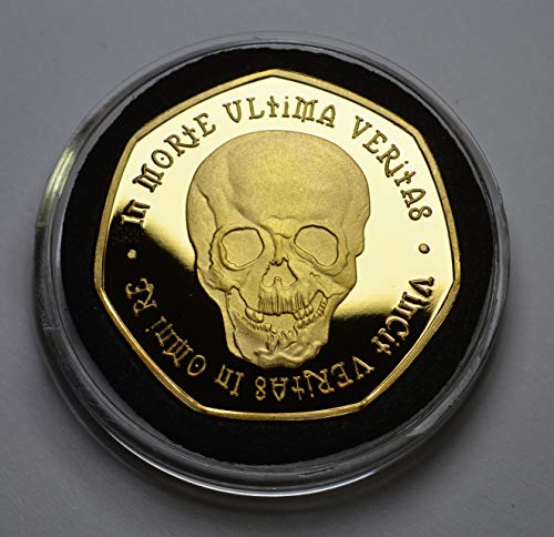 The Commemorative Coin Company MEMENTO MORI Pièce de rappel en or 24 carats en capsule. Hibou/crâne/stoïque de la mort/réflexion latine