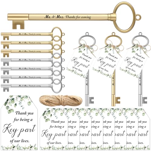 Patelai 50 Set Key Shaped Wedding Pens Gifts for Guests