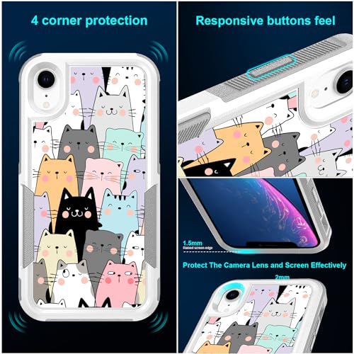 Case for iPhone Xs, Cute Cats Funny Pattern Shock-Absorption Hard PC and Inner Silicone Hybrid Dual Layer Armor Defender Case for Apple iPhone X and iPhone Xs - image 4