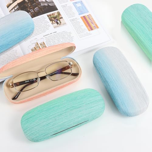 Image of 3 Pack Glass Cases Hard Shell, Portable Hard Eyeglasses Case Linen Fabrics Eyeglass Organizations for Women Girls