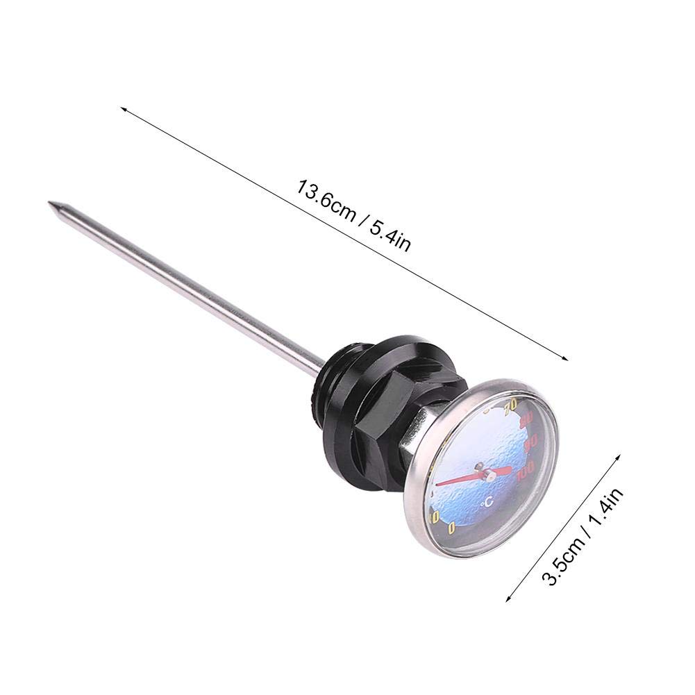 Astina dell'olio del motociclo Astina di livello dell'olio in lega di alluminio Indicatore di livello con termometro per motocicletta (Black)